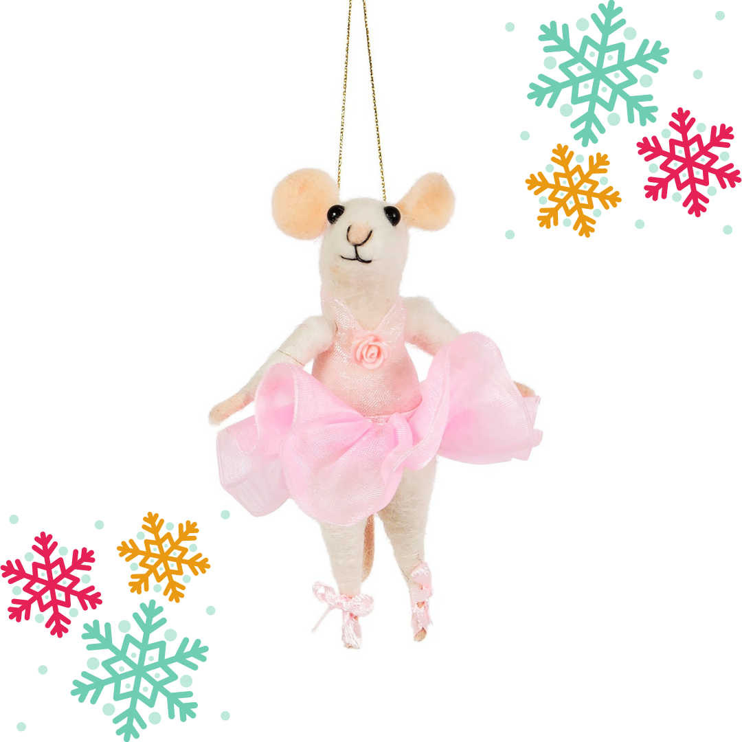 Pink Ballerina Mouse Felt Decoration Wild Atlantic Living
