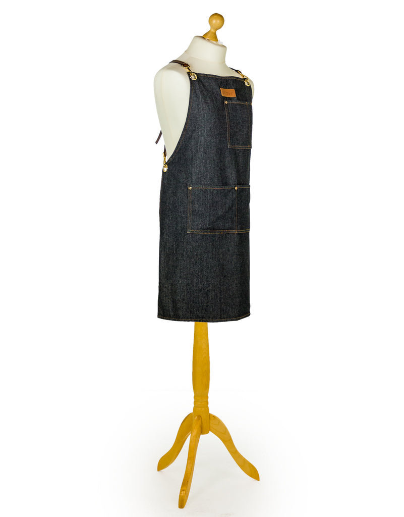 Artisan Denim "Slave to the Stove" Apron with Leather Straps