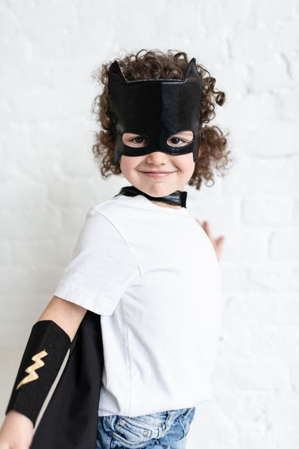 Black Superhero cape child/kid Kit