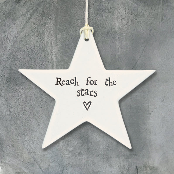 Reach for the stars porcelain hanging star