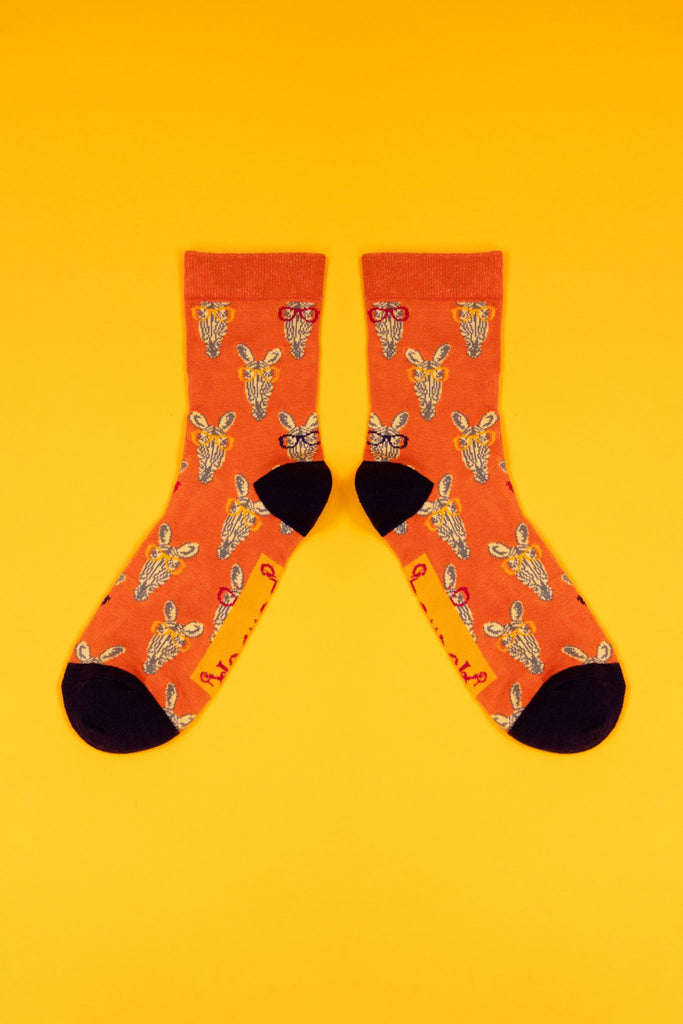 Men's Nerdy Zebra Socks - Tangerine