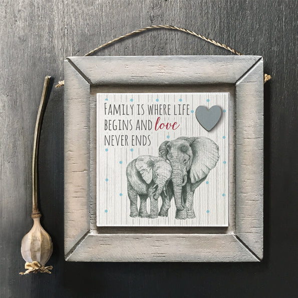 Square Animal pic - family is where life begins and love never ends