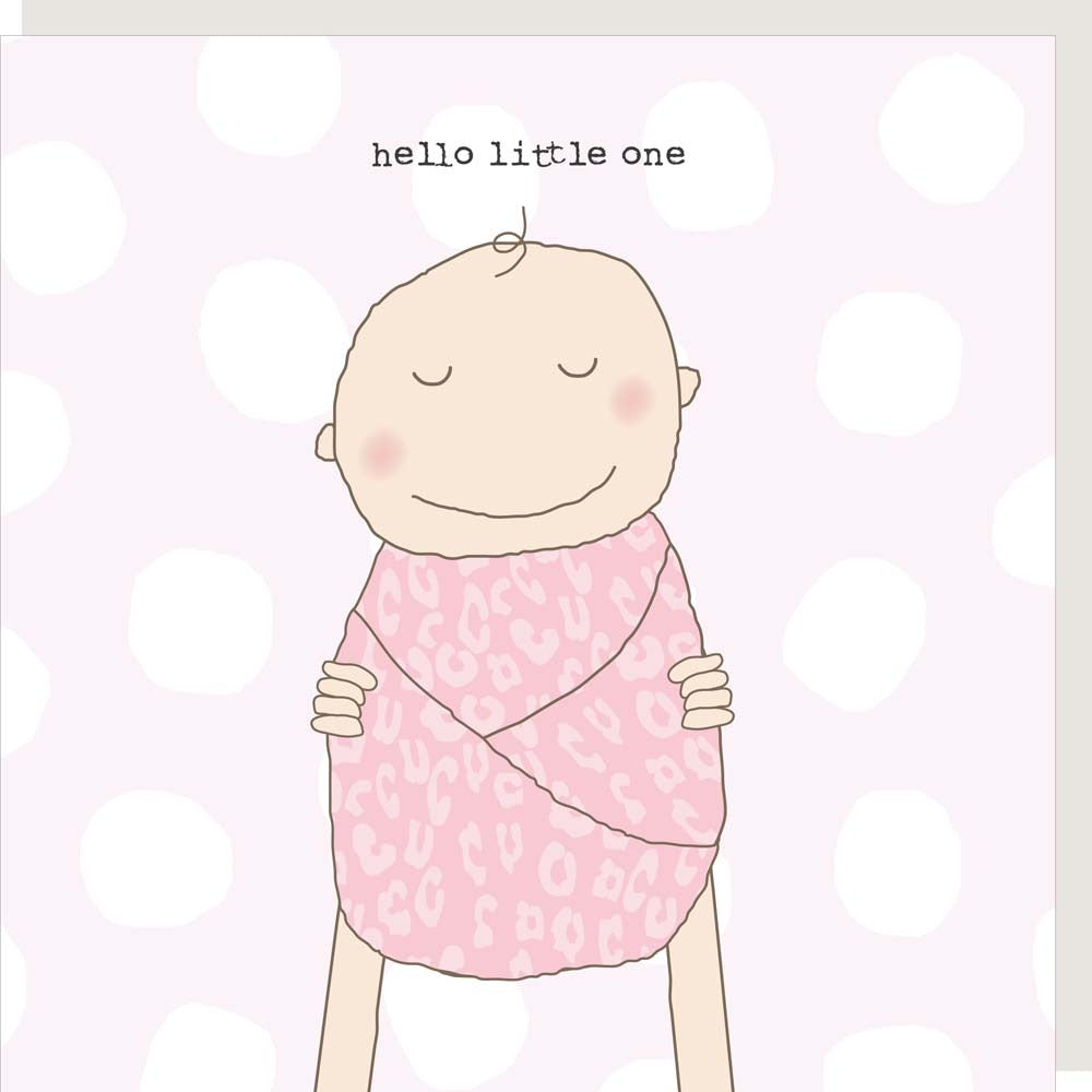 Hello little one baby girl card