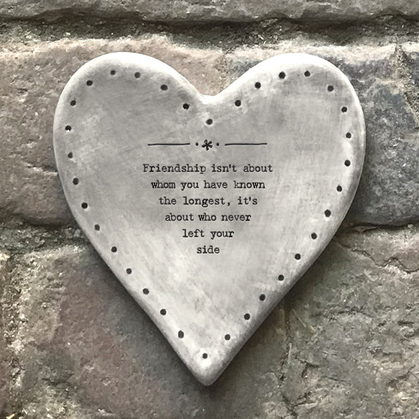 Rustic heart coaster-Friendship about the longest