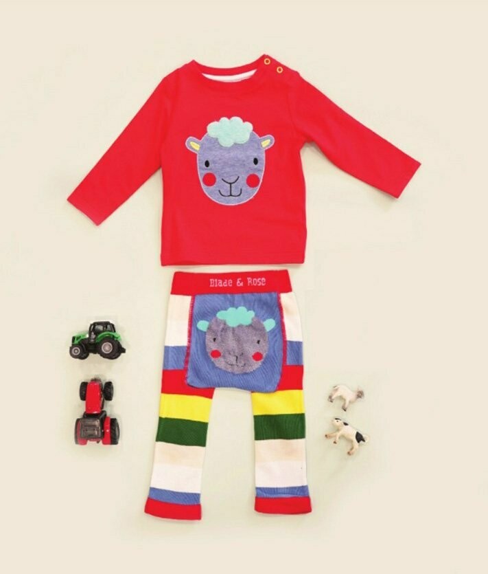 Bright sheep top and leggings baby gift set