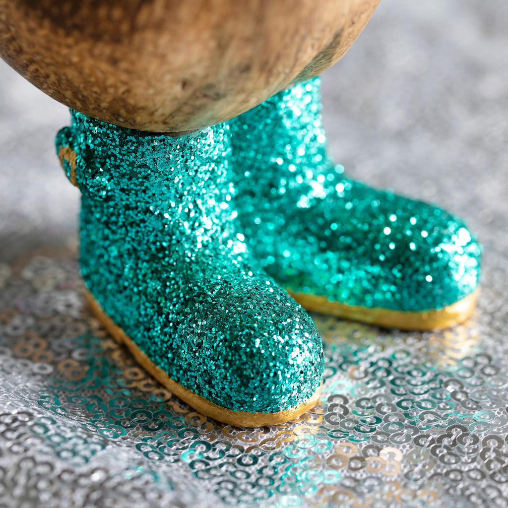Disco Ducky with Sparkly Welly Boots - Wooden Duck