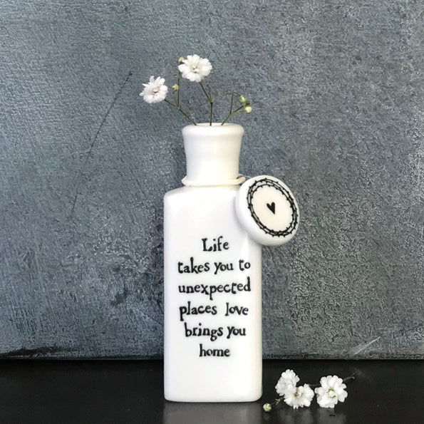 Porcelain Flat Bottle - Love Brings You Home