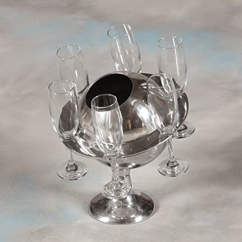 Polished Aluminium Ice Bucket / Champagne Cooler with 6 Glasses - Wild Atlantic Living