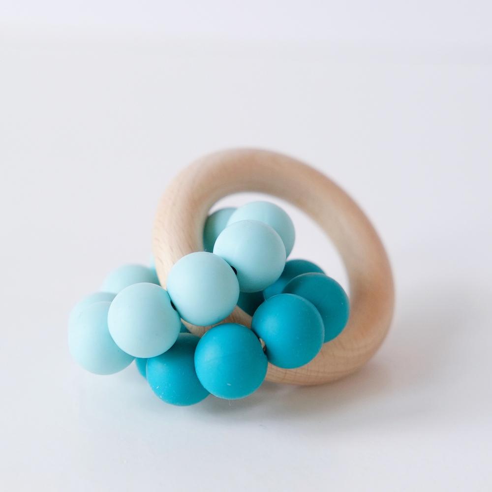 Teal Ombre Silicone Baby Teething Ring Toy