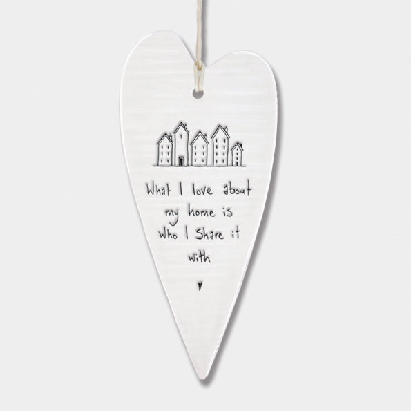 Love about my home - Porcelain Long Heart