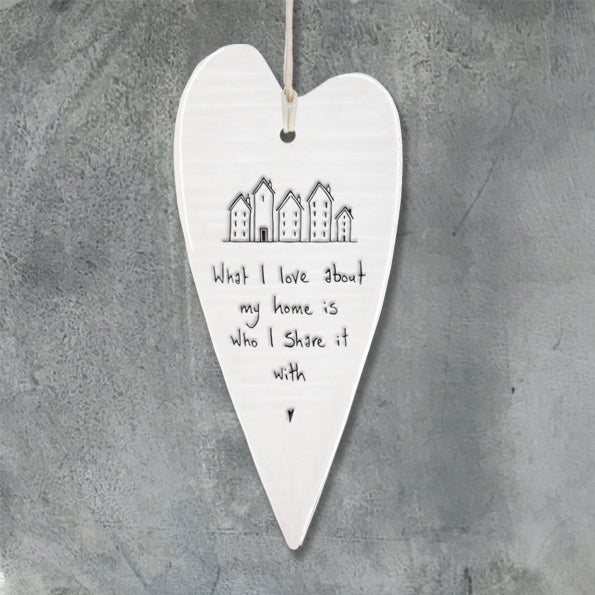 Love about my home - Porcelain Long Heart