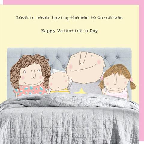 Valentine's Day Card - Crowded Bed