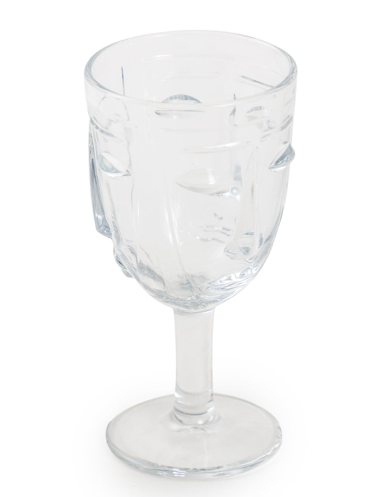 Clear Deco Face Wine Glasses (set of 6)