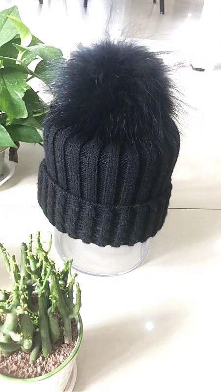 Black Hat with Detachable pom pom