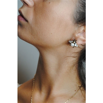 Cream Little Bee Earrings in Antique Gold - Wild Atlantic Living