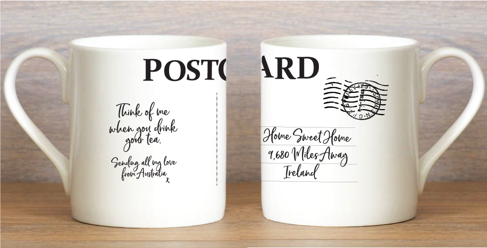 Postcard mug- Australia to Ireland mug