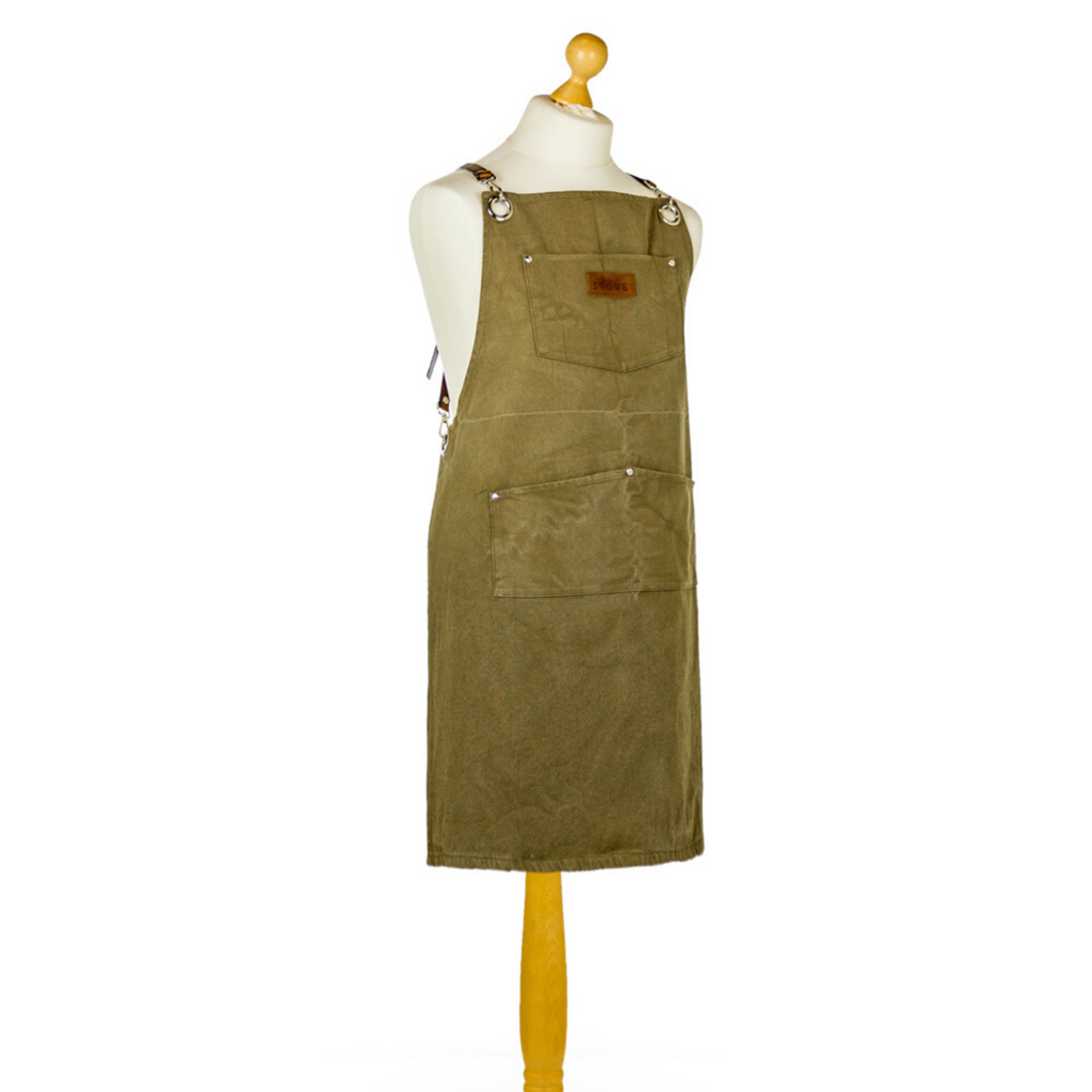 Artisan Canvas "Slave to the Stove" Apron with Leather Straps