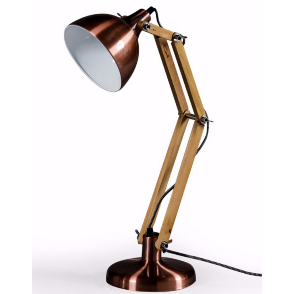 Copper & Wood Traditional Desk Lamp
