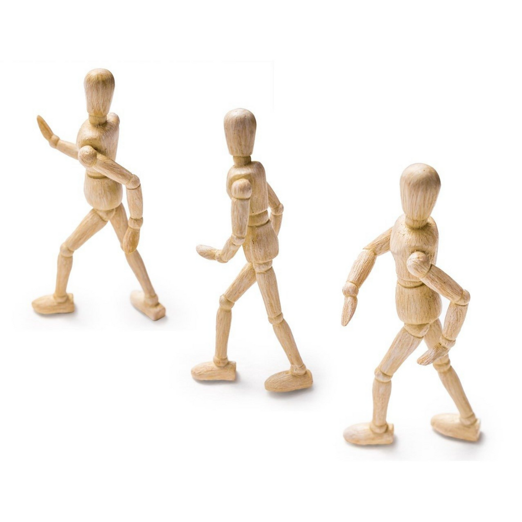 Set of 3 Wall Climbing Wooden Effect Model Men Figures