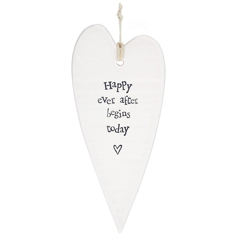 Happy Ever After Begns Today Porcelain Long Heart