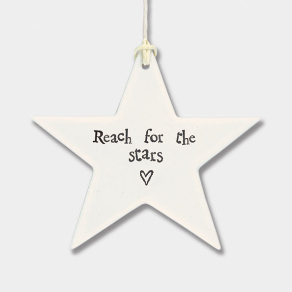 Reach for the stars porcelain hanging star