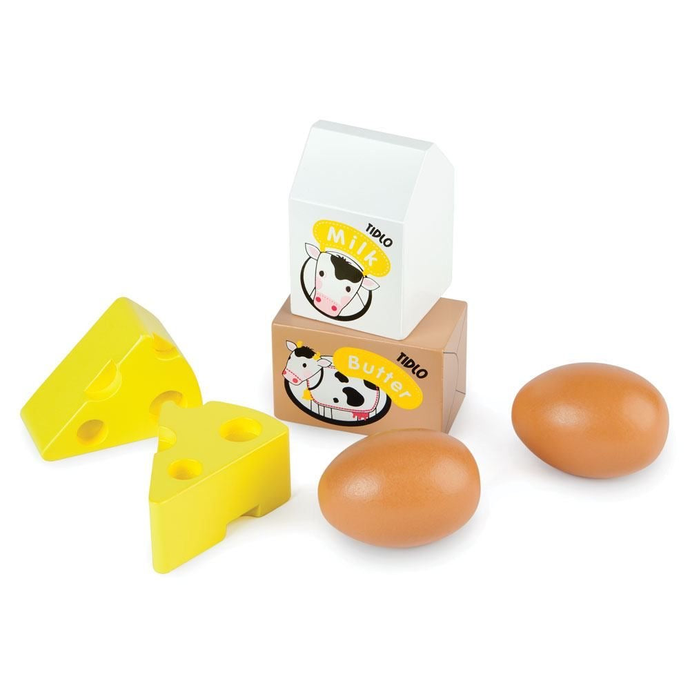 Wooden eggs and dairy