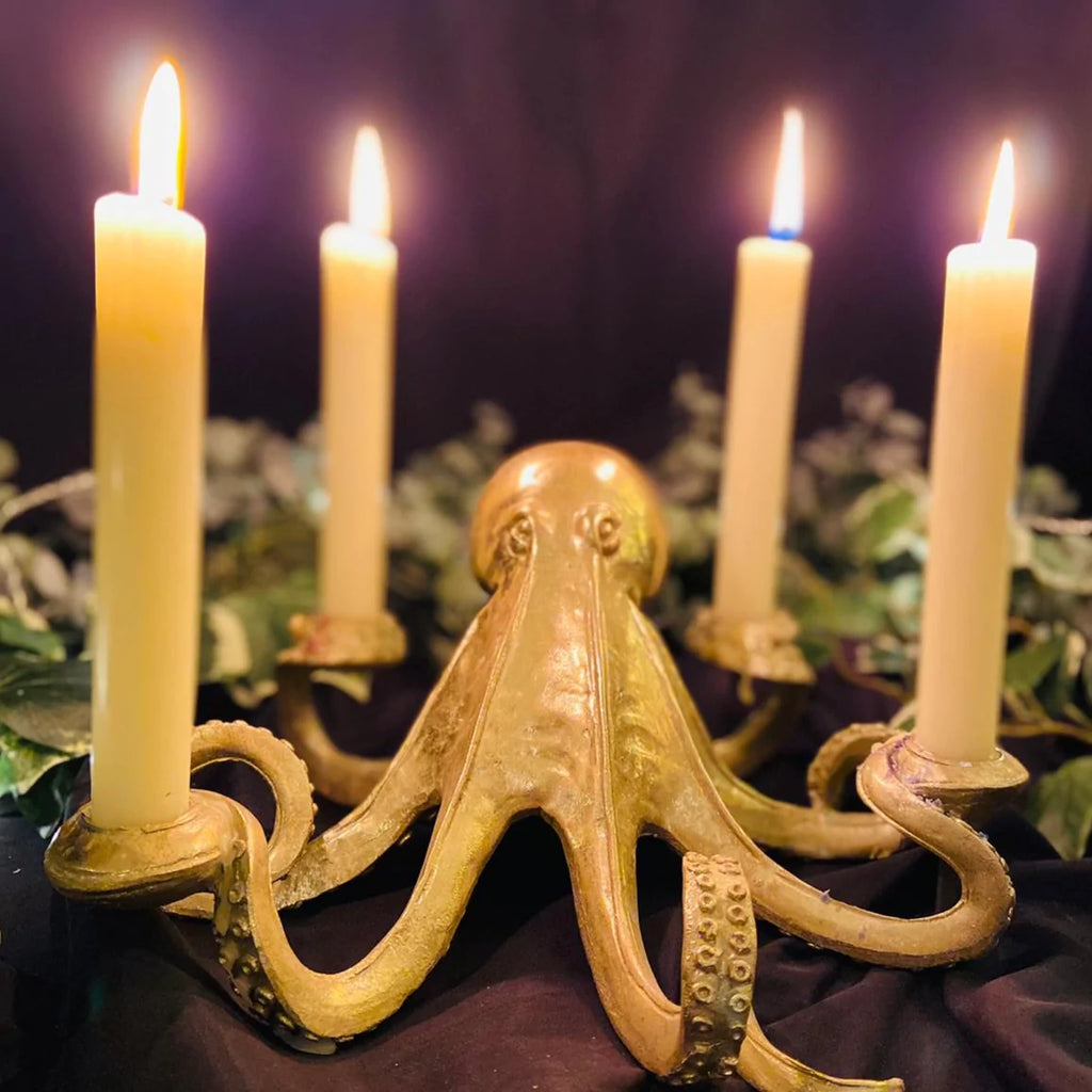 Gold Octopus Candle Stick Holder