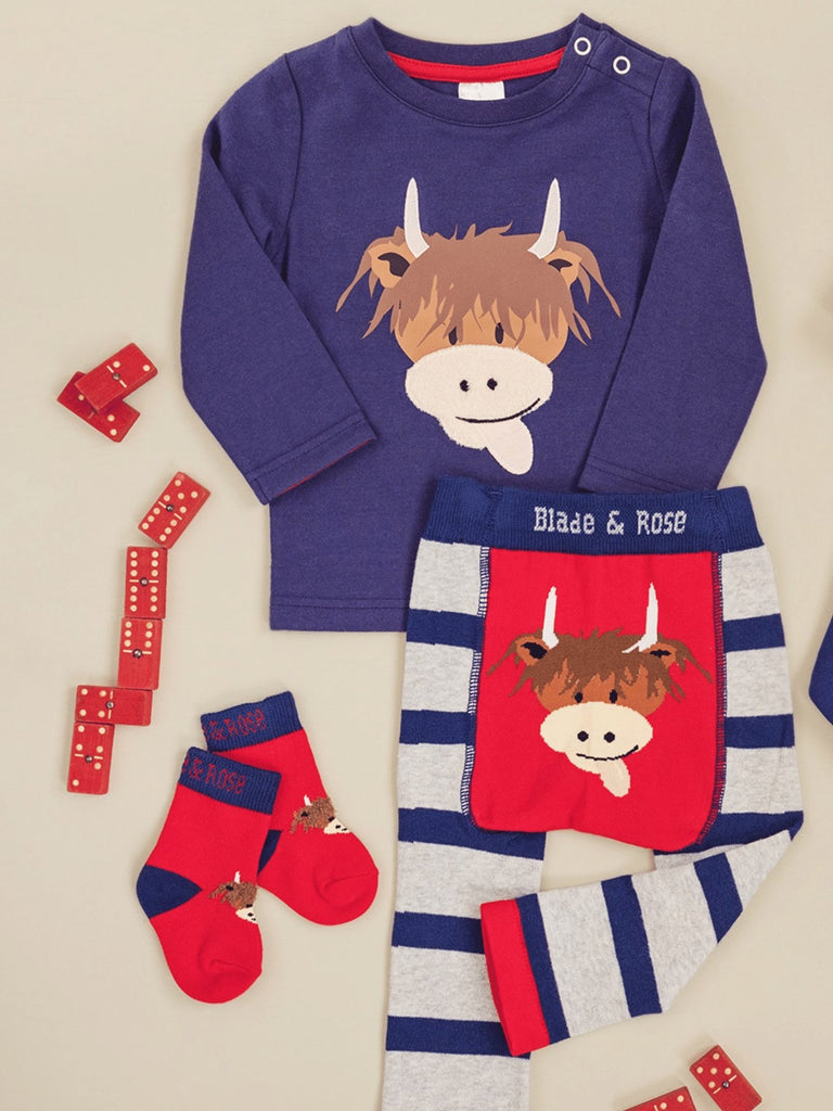 B&R Matching Leggings & Top baby Gift Set - Highland cow