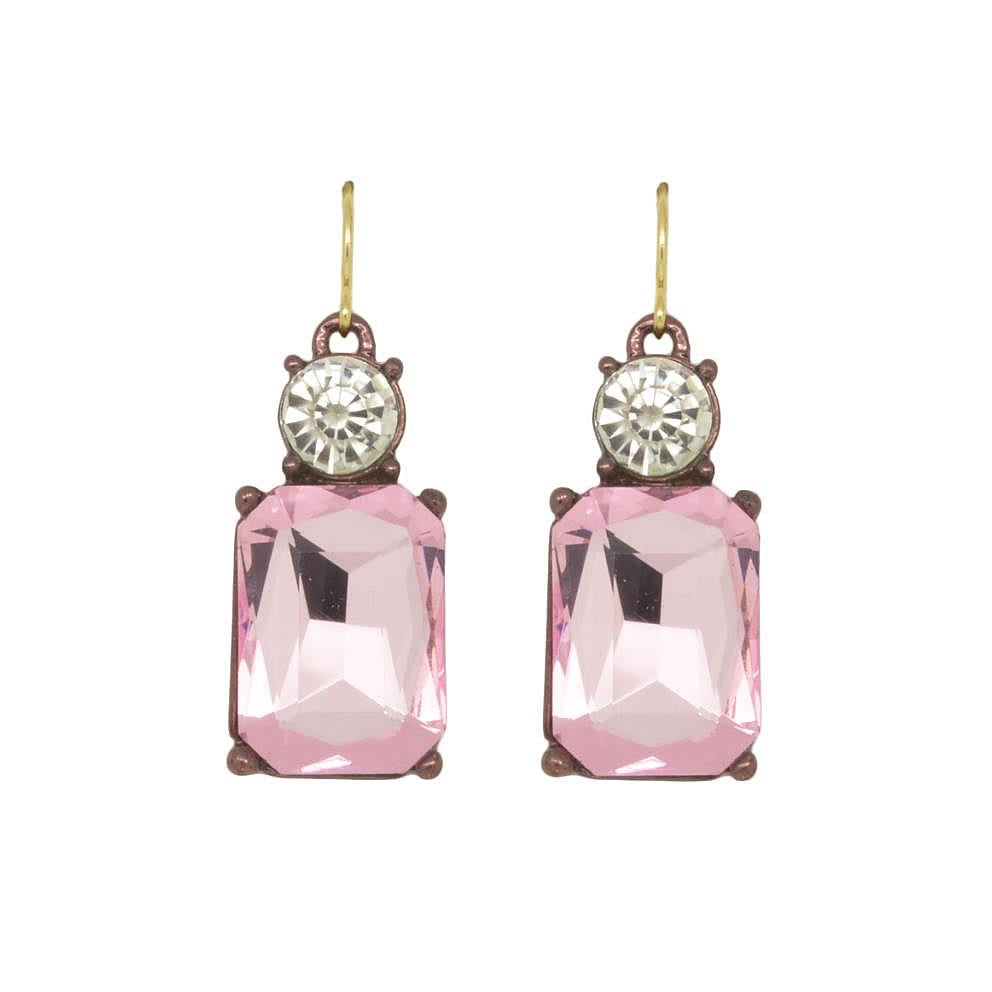 Simple gem earring ice pink with clear