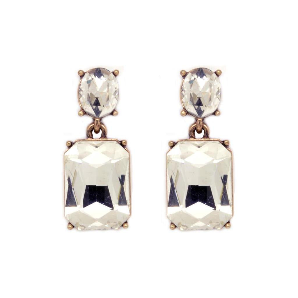 Opal simple gem earring clear crystal