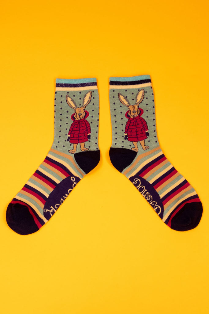 Puffa Jacket Bunny Ankle Socks-Ice
