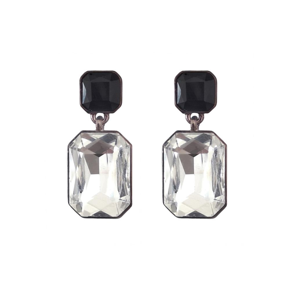 Square simple gem earring monochrome