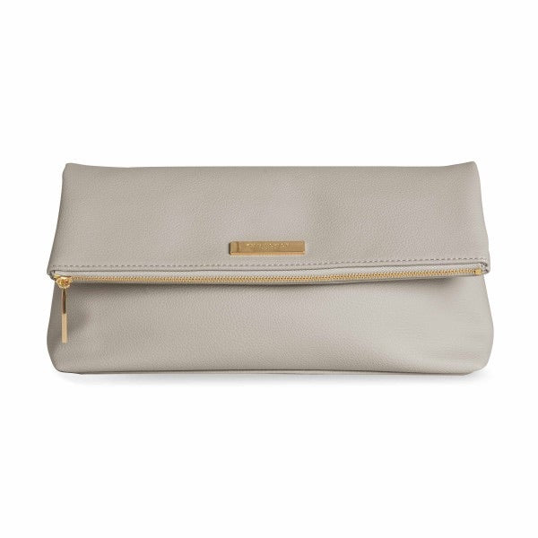 Alise Soft Pebble Fold Over Clutch | Stone