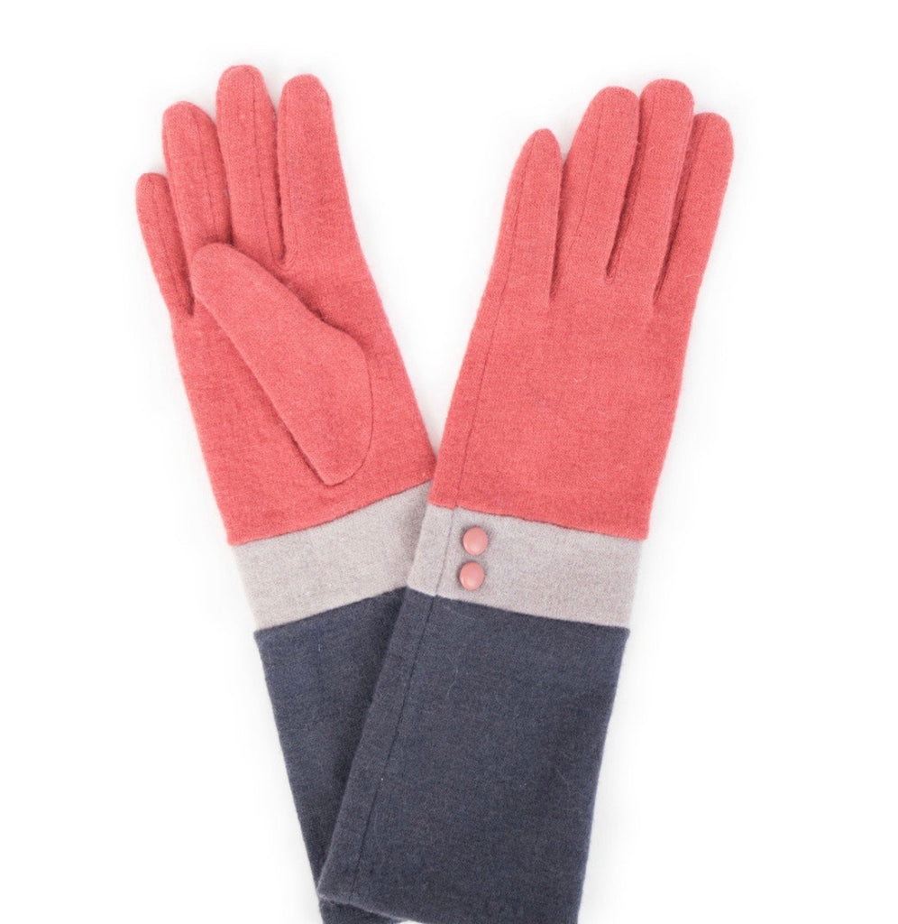 Coral/Slate/Charcoal Vivienne Wool Gloves