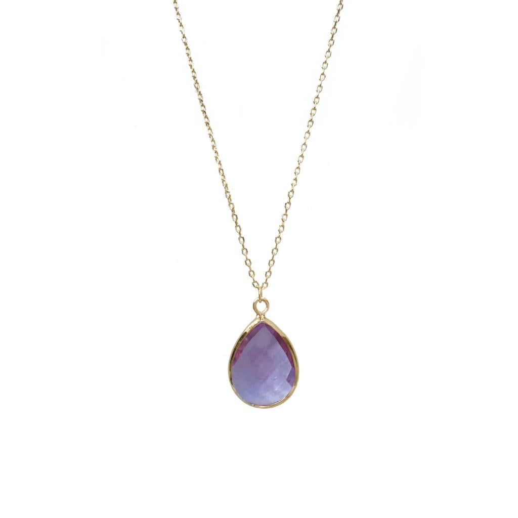 Faceted teardrop gem necklace lilac