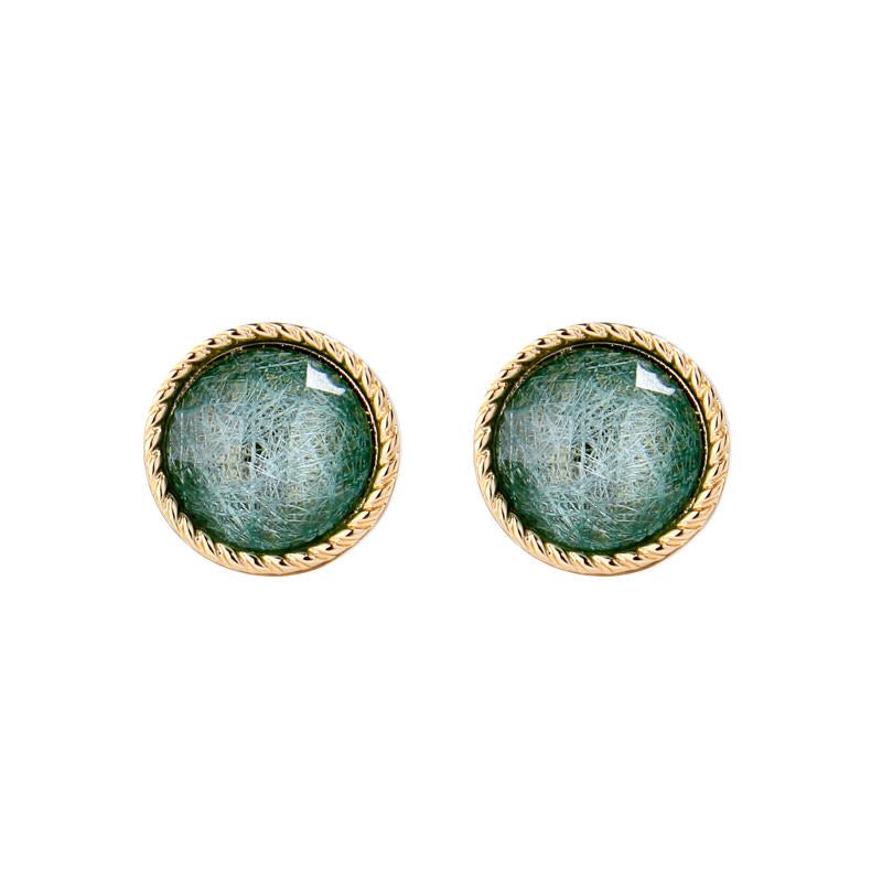 Disk earrings gold and green