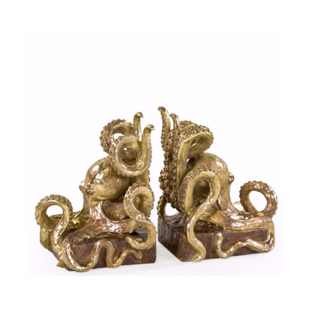 Gold Octopus Bookends