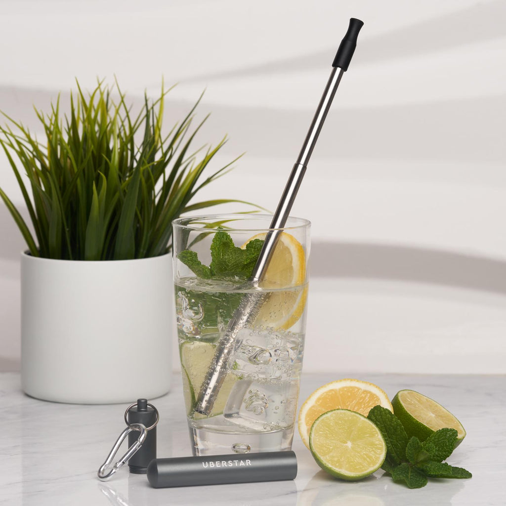 Space grey Stainless steel travel straw - Wild Atlantic Living