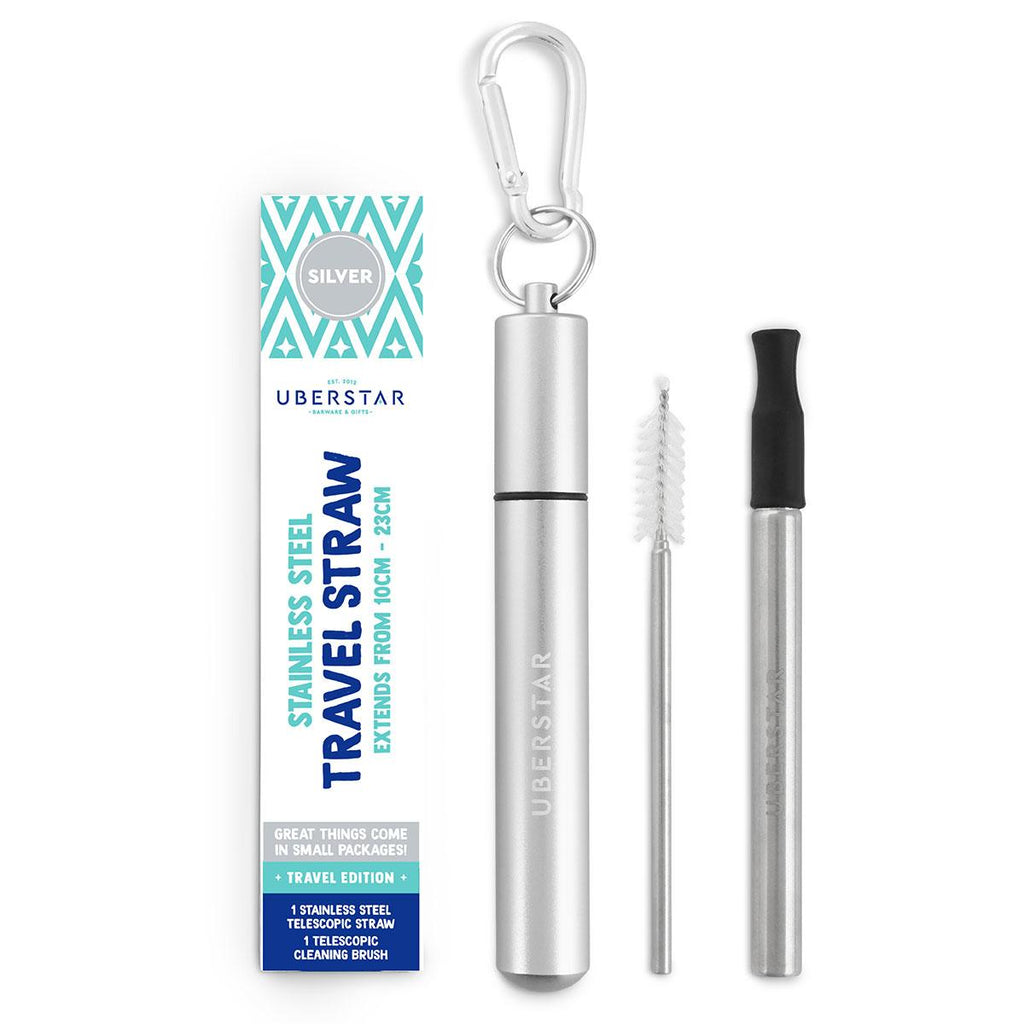 Silver Stainless steel travel straw