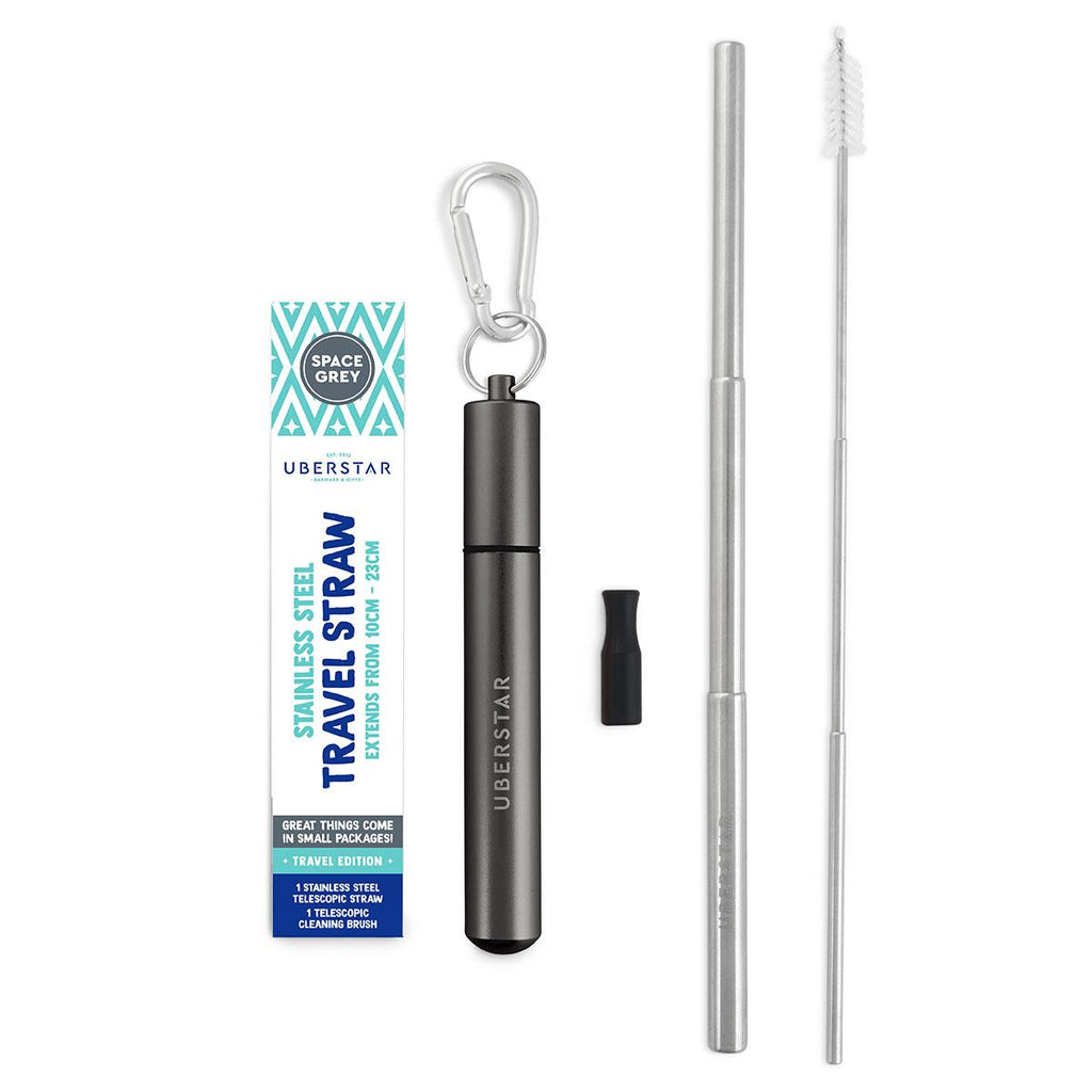 Space grey Stainless steel travel straw