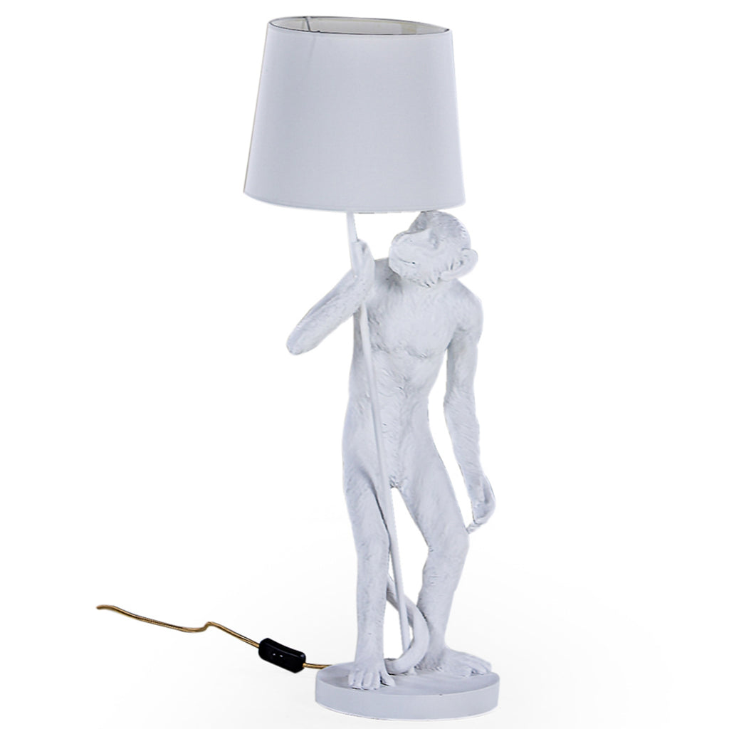 White Standing Monkey Table Lamp